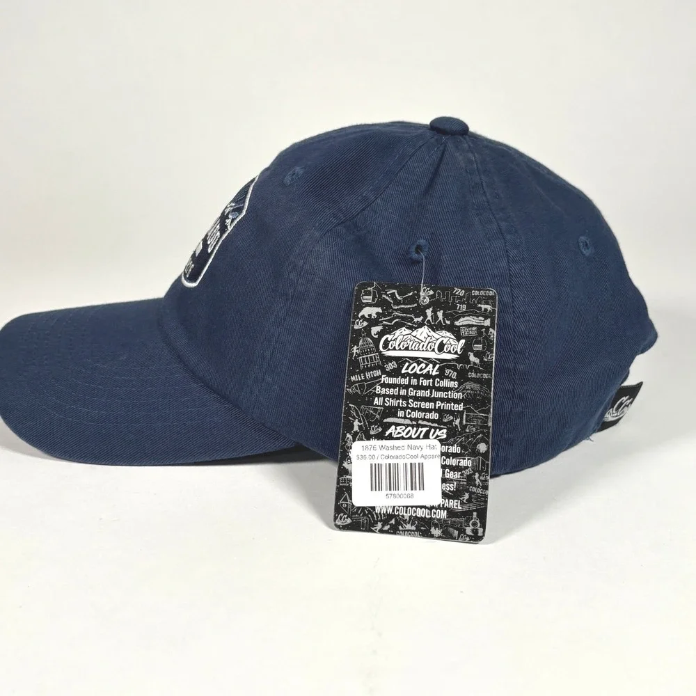 Colorado Cool 1876 Washed Navy Hat Embroidered Colorado State Flag Dad Cap NWT